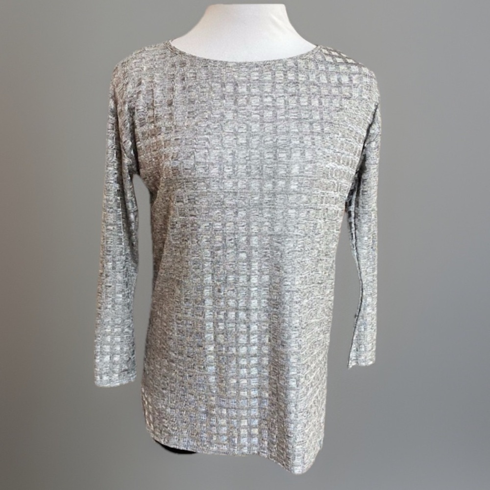 Zara Gray Metallic Silver Dress Top sz Small